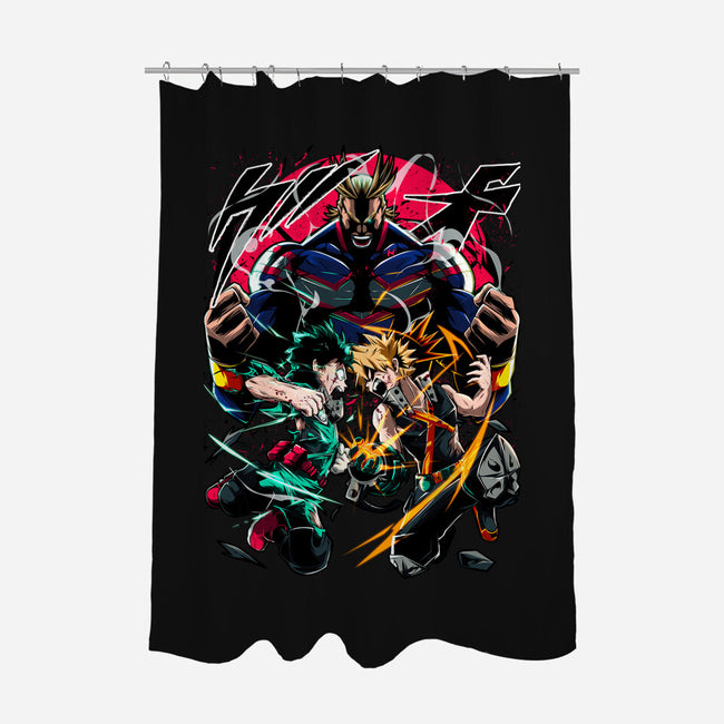 School Of Heroes-none polyester shower curtain-Conjura Geek