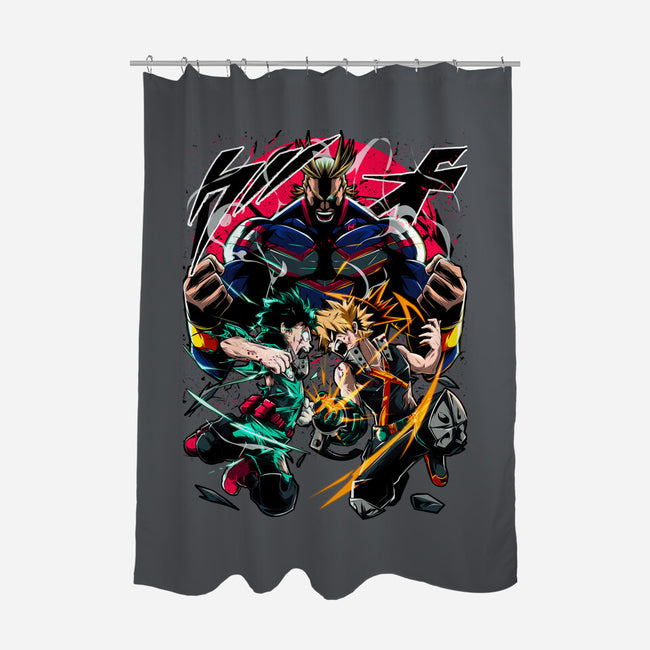 School Of Heroes-none polyester shower curtain-Conjura Geek
