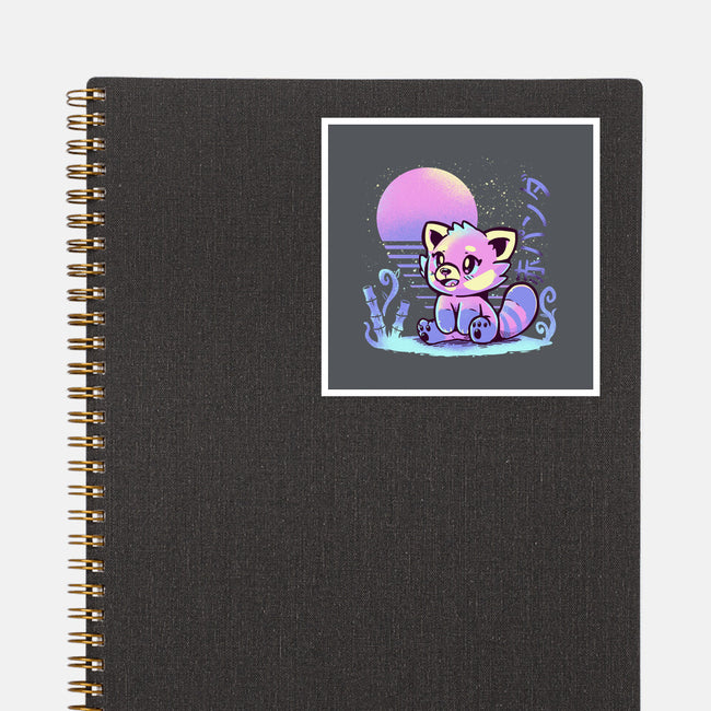 Retrowave Red Panda-none glossy sticker-TechraNova