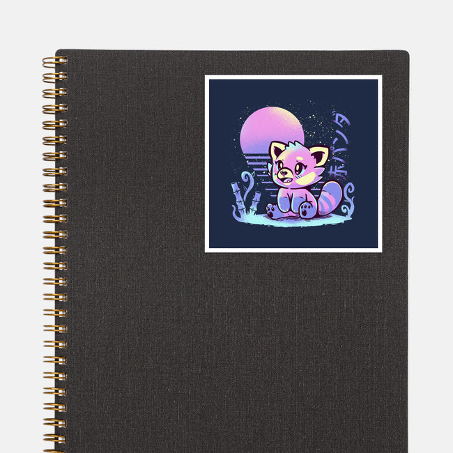 Retrowave Red Panda-none glossy sticker-TechraNova