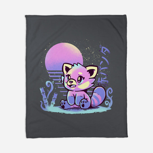 Retrowave Red Panda-none fleece blanket-TechraNova