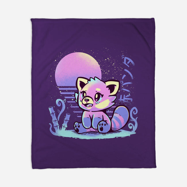 Retrowave Red Panda-none fleece blanket-TechraNova