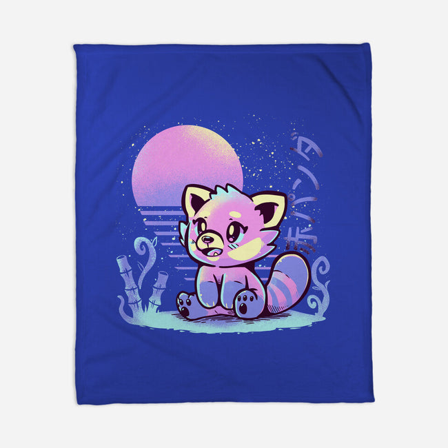 Retrowave Red Panda-none fleece blanket-TechraNova