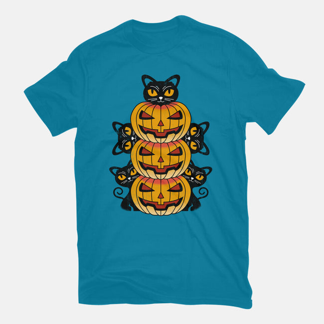 Cats And Pumpkins-womens basic tee-Logozaste