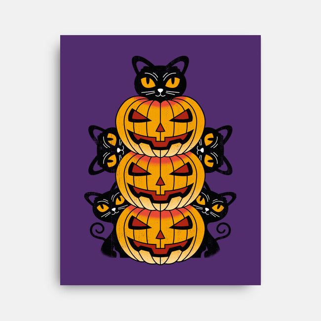 Cats And Pumpkins-none stretched canvas-Logozaste