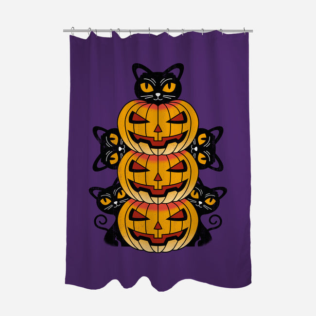 Cats And Pumpkins-none polyester shower curtain-Logozaste