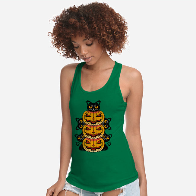 Cats And Pumpkins-womens racerback tank-Logozaste