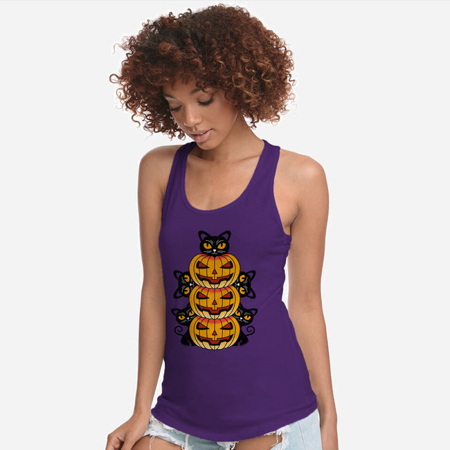 Cats And Pumpkins-womens racerback tank-Logozaste