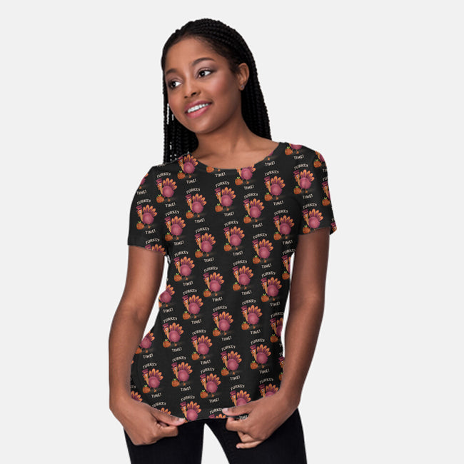 Turkey Time-womens all over print crew neck tee-TeeFury