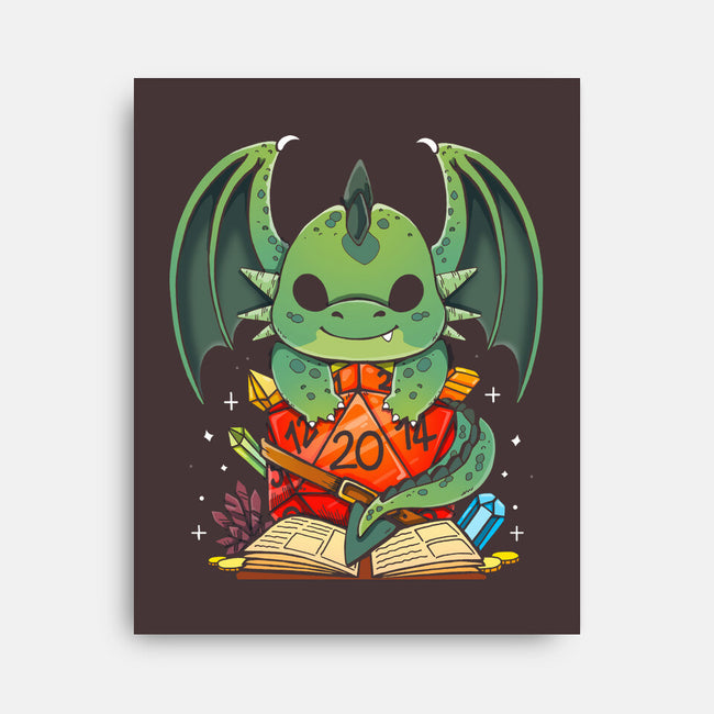 Cute Dragon Dice-none stretched canvas-Vallina84