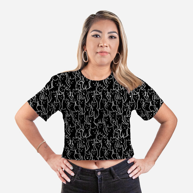 Lots Of Cats-womens all over print cropped tee-tobefonseca