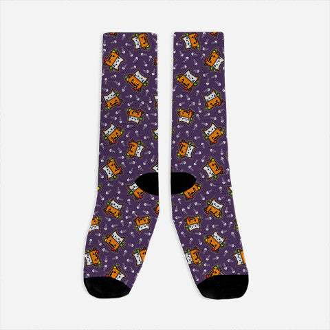 Spooky Pumpkin Dudes-unisex all over print crew socks-bloomgrace28