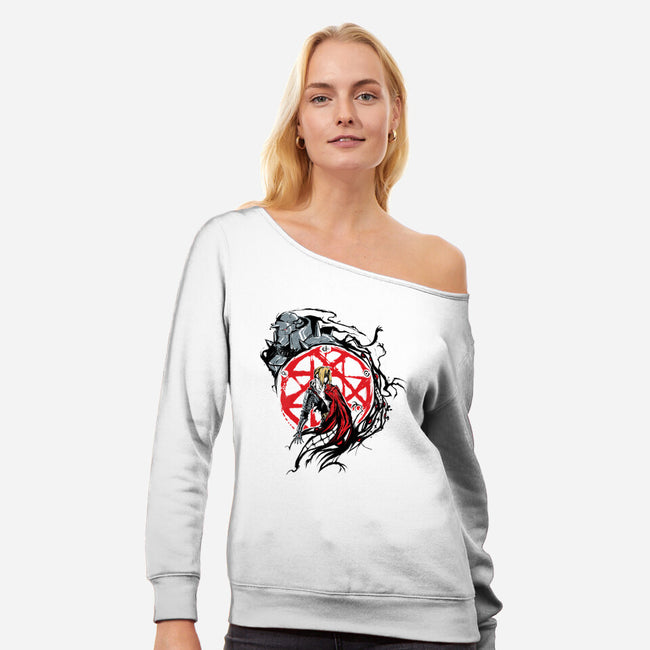 Fullmetal Circle-womens off shoulder sweatshirt-Fearcheck
