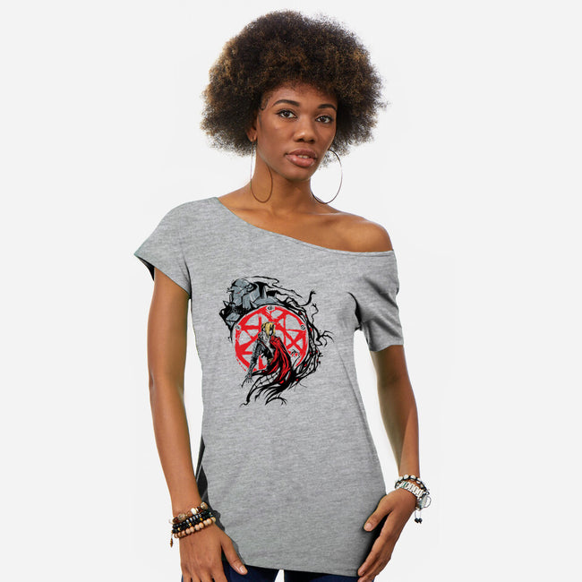 Fullmetal Circle-womens off shoulder tee-Fearcheck