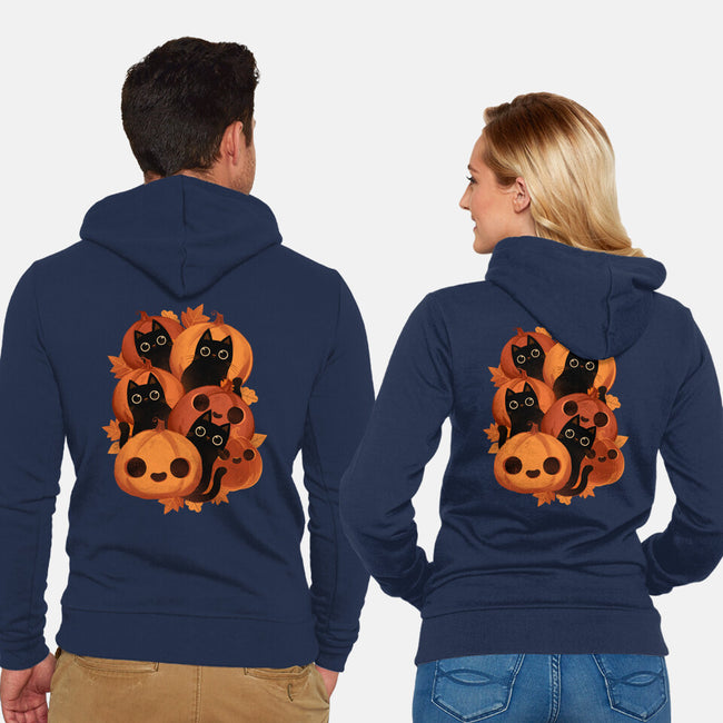Pumpkins And Black Cats-unisex zip-up sweatshirt-ricolaa
