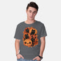 Pumpkins And Black Cats-mens basic tee-ricolaa