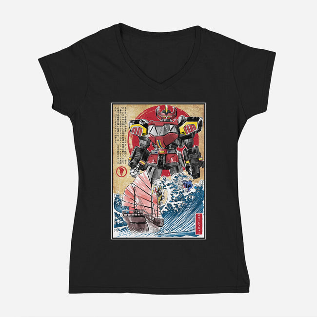 Megazord In Japan-womens v-neck tee-DrMonekers