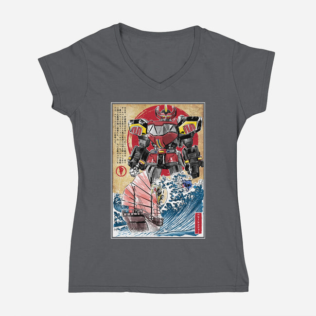 Megazord In Japan-womens v-neck tee-DrMonekers