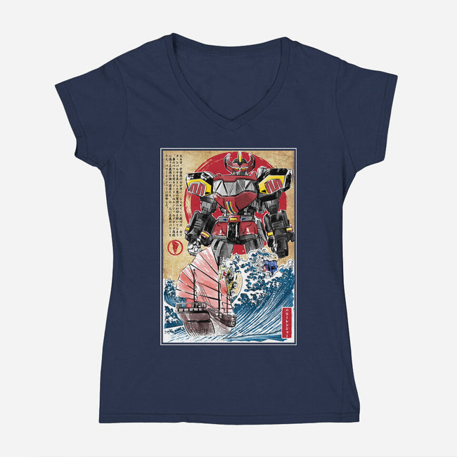 Megazord In Japan-womens v-neck tee-DrMonekers