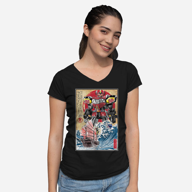 Megazord In Japan-womens v-neck tee-DrMonekers