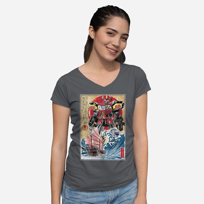 Megazord In Japan-womens v-neck tee-DrMonekers