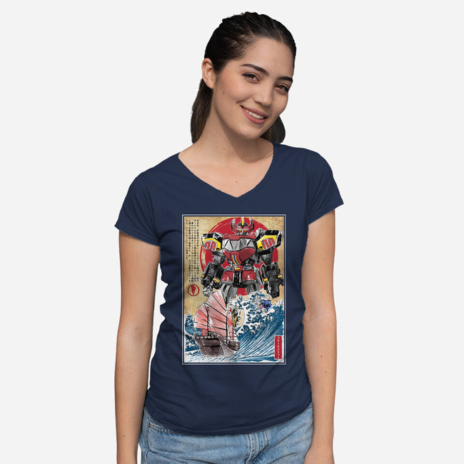 Megazord In Japan-womens v-neck tee-DrMonekers