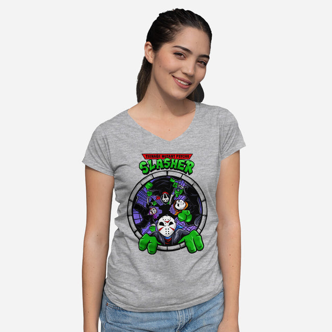 Four Slashers-womens v-neck tee-spoilerinc