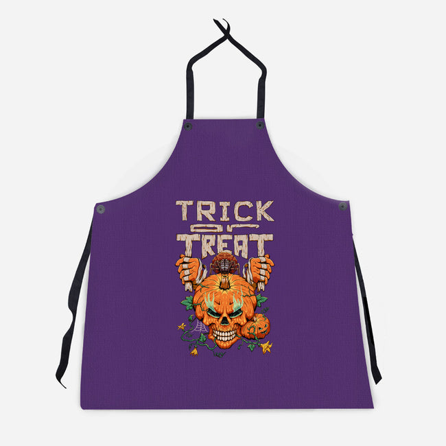 Trick or Treat Pumpkin Skull-unisex kitchen apron-wahyuzi