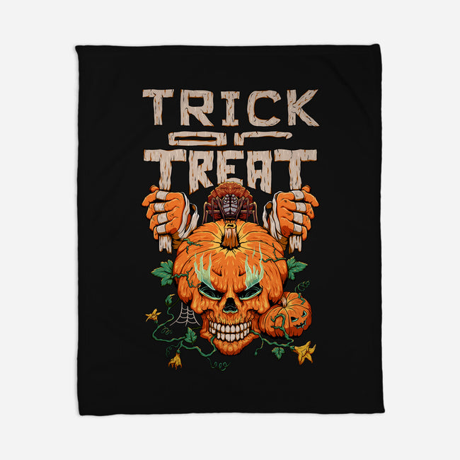 Trick or Treat Pumpkin Skull-none fleece blanket-wahyuzi
