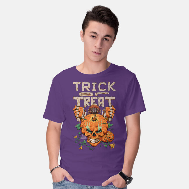 Trick or Treat Pumpkin Skull-mens basic tee-wahyuzi