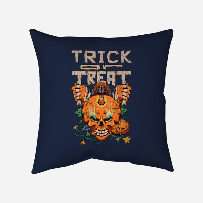 Trick or Treat Pumpkin Skull-none removable cover w insert throw pillow-wahyuzi