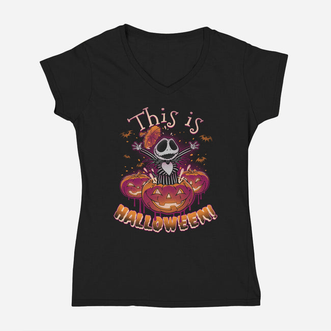 Halloween Surprise-womens v-neck tee-Getsousa!