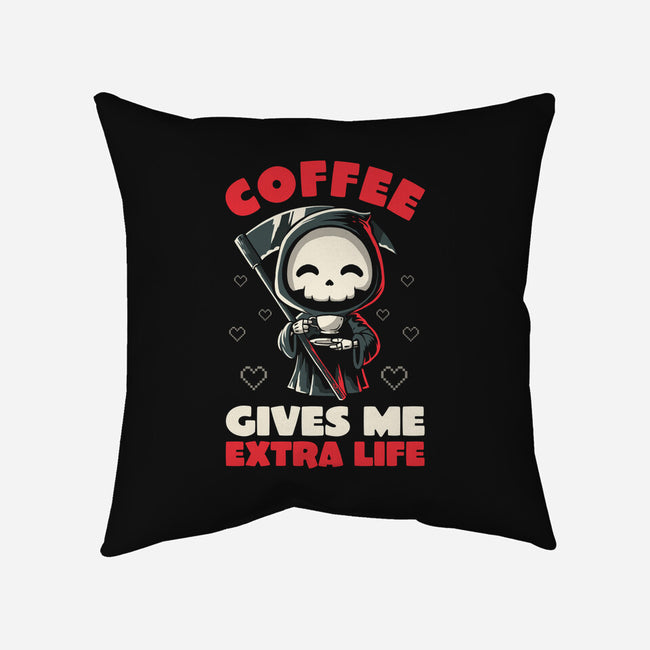 Coffee Gives Me Extra Life-none removable cover w insert throw pillow-koalastudio