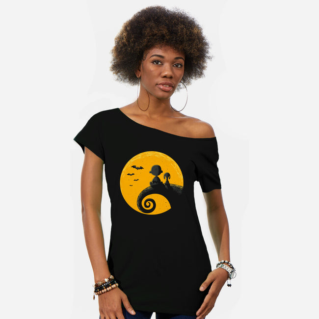 Grief Or Treat-womens off shoulder tee-retrodivision