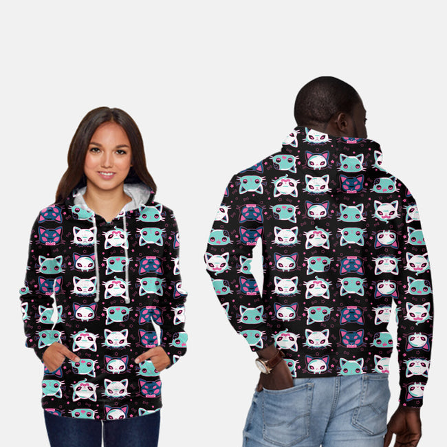 Halloween Cat Heads-unisex all over print pullover sweatshirt-xMorfina