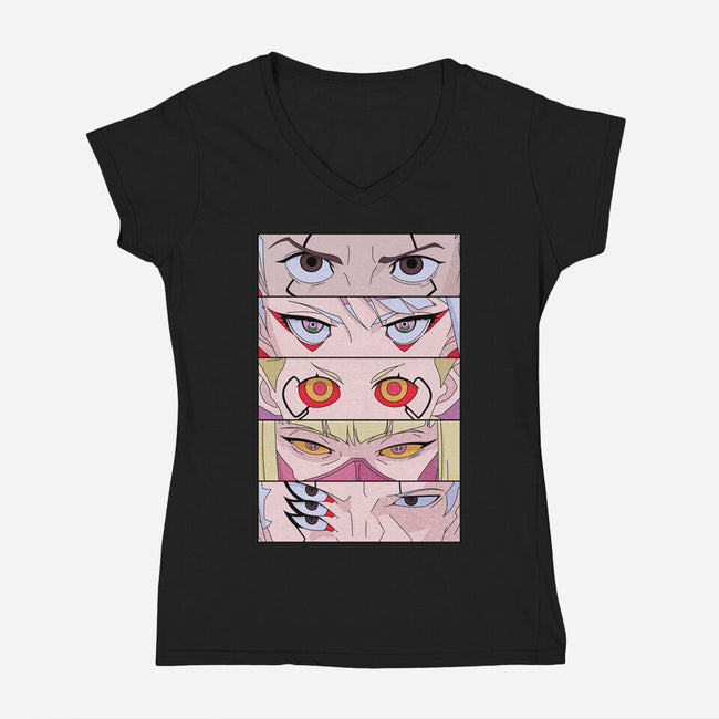 Cyberpunk Eyes-womens v-neck tee-Zody