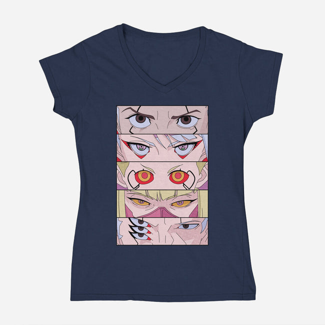 Cyberpunk Eyes-womens v-neck tee-Zody
