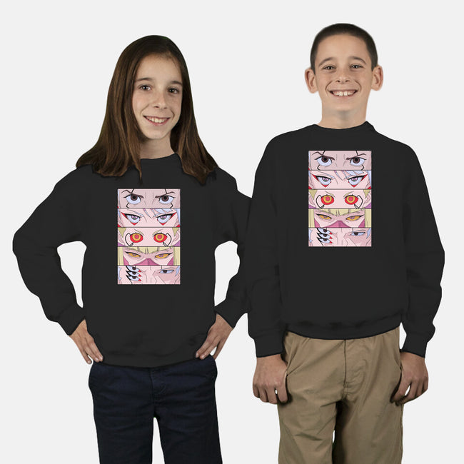 Cyberpunk Eyes-youth crew neck sweatshirt-Zody