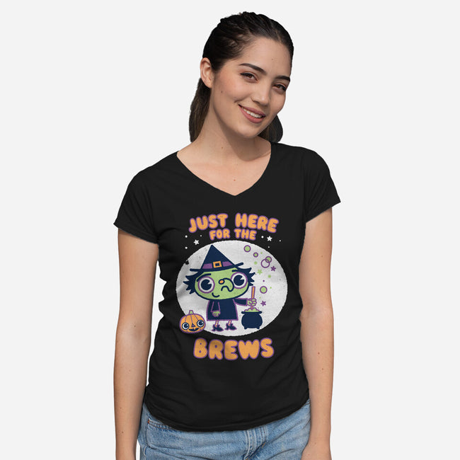 Here For The Brews-womens v-neck tee-Weird & Punderful