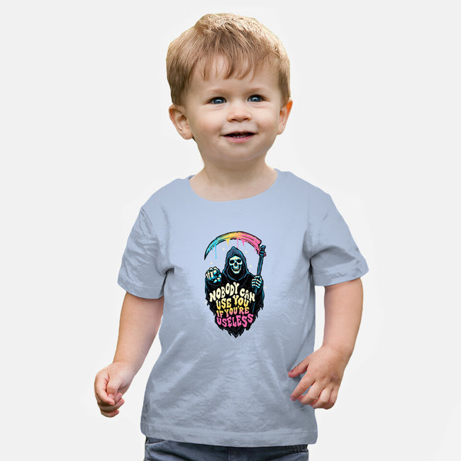 Useless Reaper-baby basic tee-momma_gorilla