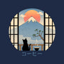 Coffee Cat In Mt. Fuji-womens fitted tee-vp021