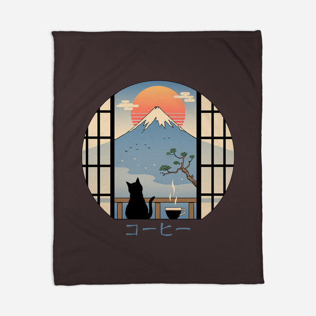 Coffee Cat In Mt. Fuji-none fleece blanket-vp021