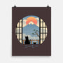 Coffee Cat In Mt. Fuji-none matte poster-vp021