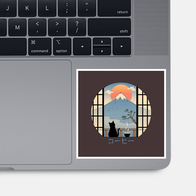 Coffee Cat In Mt. Fuji-none glossy sticker-vp021