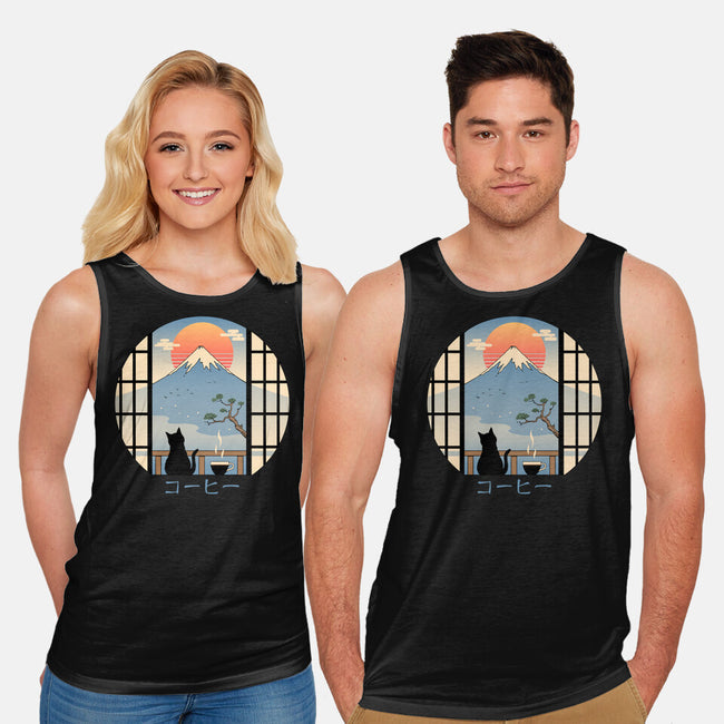 Coffee Cat In Mt. Fuji-unisex basic tank-vp021