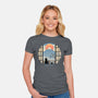 Coffee Cat In Mt. Fuji-womens fitted tee-vp021