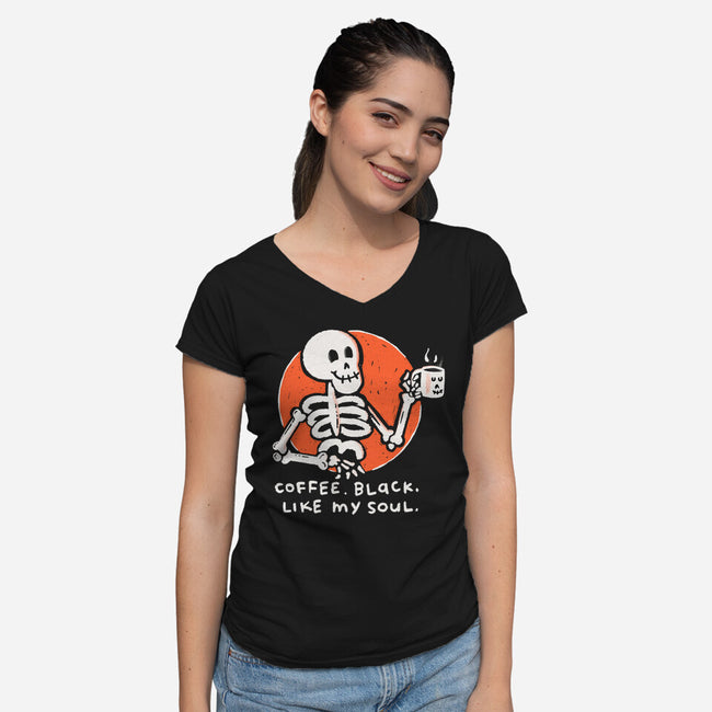 Coffee Black Like My Soul-womens v-neck tee-doodletoots