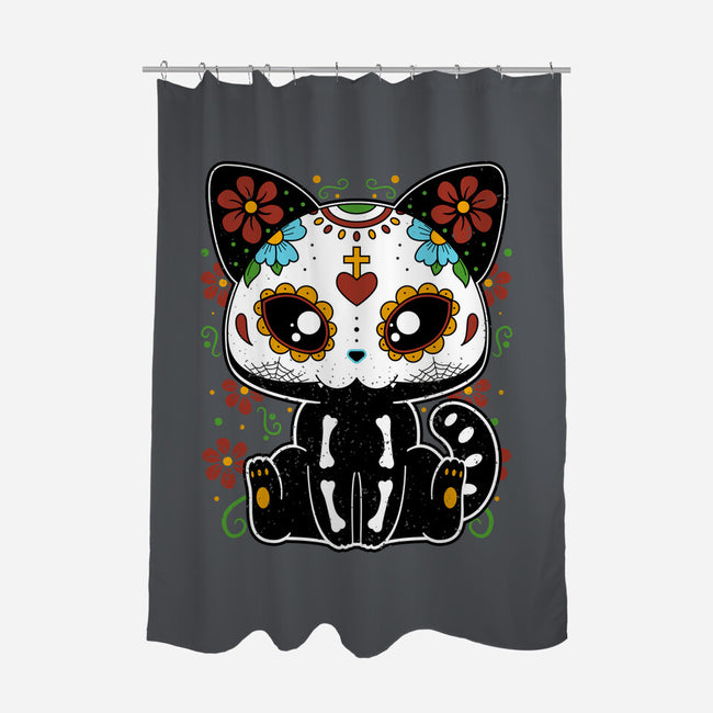 Dia De Los Gatos Muertos-none polyester shower curtain-retrodivision