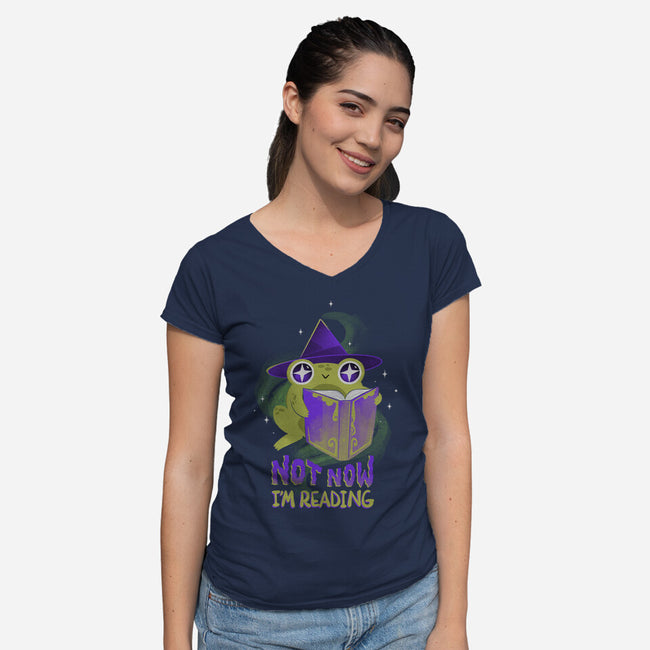 Not Now! I'm Reading-womens v-neck tee-ricolaa
