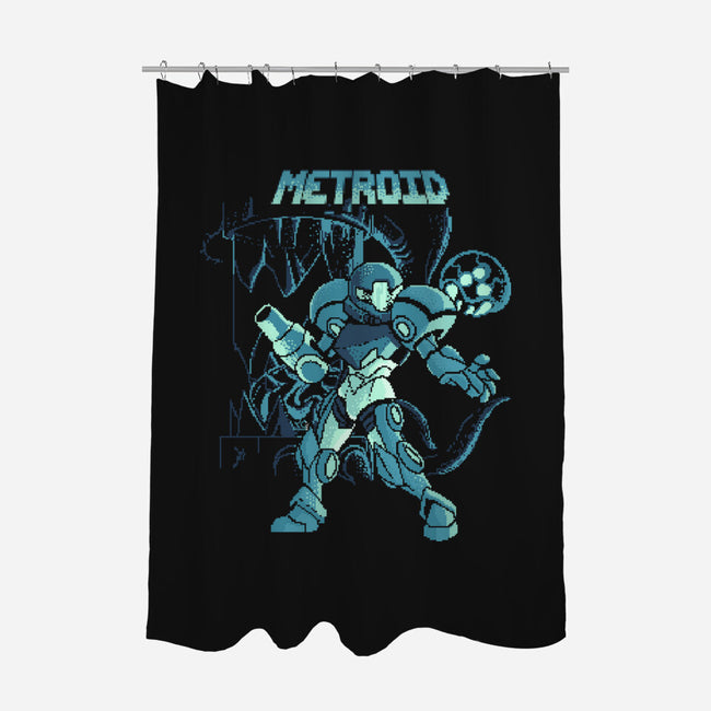 Pixel Metroid-none polyester shower curtain-Nihon Bunka